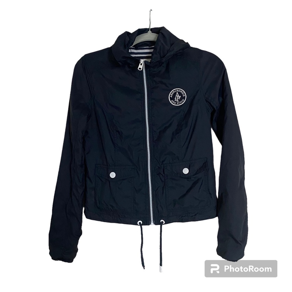 Abercombie & Fitch Jacket Hooded Light Windbreaker Type, Navy Blue